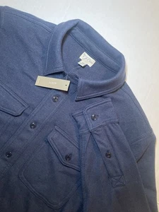 J Crew Shirt Mens Medium Blue Double Knit Work Shirt Flannel Soft Button Up - Picture 1 of 7