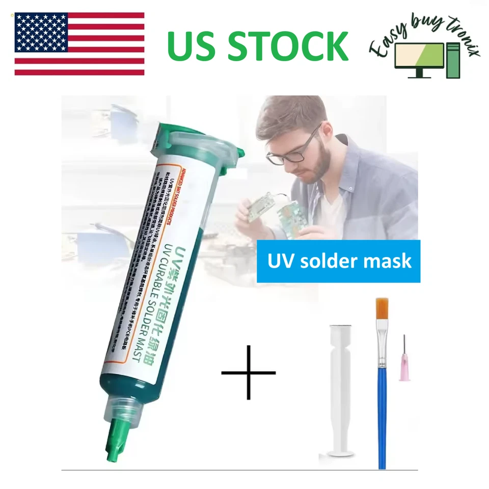PCB BGA Circuit Board UV Curable Solder Repair Mask Paint GREEN 10ml - Image 1 of 1