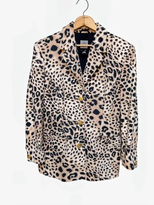 Vintage Escada Laurel Denim Leopard Animal Print Blazer Women's Size EU 40 US 6 - Image 1 of 4