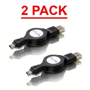 2er-Pack - Philips 0,8 m einziehbares Mini-USB-Kabel - NEU - Bild 1 von 2