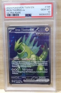 2024 POKEMON TWM EN IRON THORNS EX ULTRA RARE #196 PSA 10 GEM MINT - Zdjęcie 1 z 1
