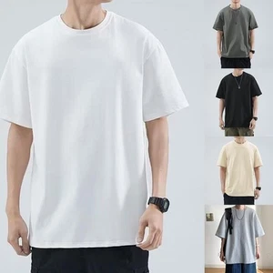 Everyday Men's Oversize T Shirts Solid Color Short Sleeve Casual Style - Picture 1 of 31