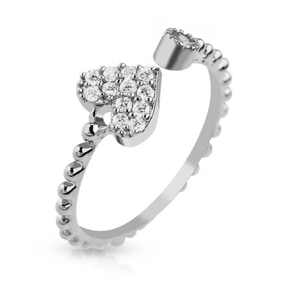 Zehenring Herz & Zirkonia Silber aus Edelstahl Damen Zehring Toe-Ring Fußschmuck - Bild 1 von 4