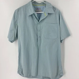 Fat Face Blue Striped Short Sleeve Button Up Shirt Men's Large Casual - Picture 1 of 8