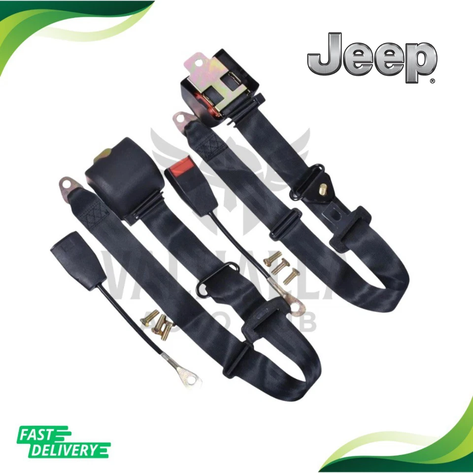 Ajuste para todos os cintos de segurança dianteiros de carro Jeep Gladiator 2 peças 3 pontos preto de segurança - Imagem 1 de 4