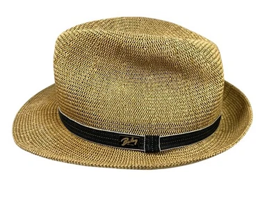 Bailey of Hollywood Marrón/Negro PAPEL FEDORA Verano Playa Piscina Sol Sombrero 7 1/2 XL Foto 1 de 4