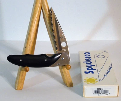 VTG "Spyderco" "Viele" "Liner Lock" "Folder" Black Micrata Scales Box Never Used - Image 1 of 4