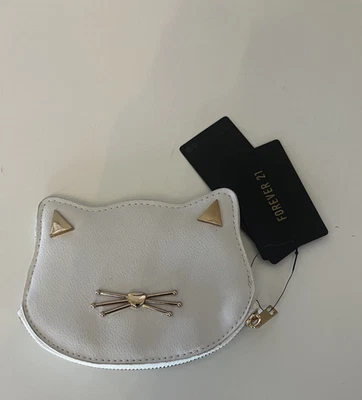 Monedero pequeño con cremallera gato blanco y dorado (Forever 21) Foto 1 de 3