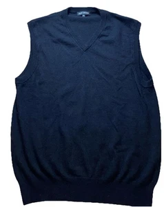State Cashmere Mens Sweater Vest XL 100% V Neck Sleeveless Black - Picture 1 of 9