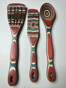 Juego de utensilios de cocina de madera Pakka-cucharas/espátulas/tornos-herramientas hechas a mano 3 piezas - Imagen 1 de 4