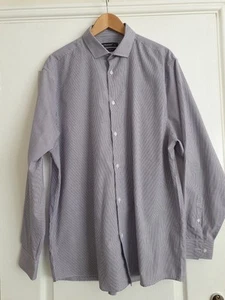 Mens Purple Stripe Long Sleeved Dress Shirt-17in Collar - Picture 1 of 4