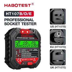 HABOTEST HT107 Pro Steckdosentester - RCD-Test, Spannung, Masse/Neutral, UK-Stecker - Bild 1 von 6