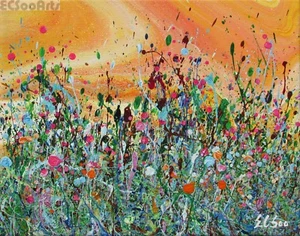 Abstract Wildflowers Painting "Cherished" Original Art, Artist Signed - Picture 1 of 4