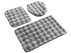 3 Tlg. Set Badematte Badteppich Badvorleger Grau Grün Blau Schwarz Beige Cremig - Bild 1 von 13