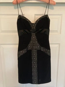 Nicole Miller Collection - BLACK BODYCON Silk Slip Dress, Size 0 - Picture 1 of 9