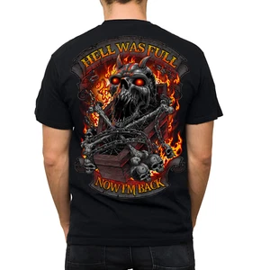 Lethal Threat Hell was Full Fire Flames Skull Bones Sarg Herren Biker T-Shirt - Bild 1 von 5