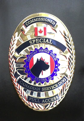Insignia de identificación de perro de servicio canadiense y billetera de cuero  Foto 1 de 4