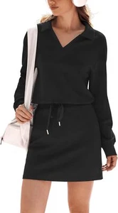 Two Piece Sets Women Casual Tracksuit Sweatshirt Skorts Matching Set Black L US - Picture 1 of 6