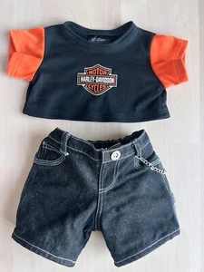 Build A Bear Harley Davidson T-Shirt & Jeans mit Kette super süß - Bild 1 von 4