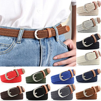 Ceintures Extensibles Pour Hommes Femmes Jean Tressé Élastique Tissé Unisexe / - Photo 1/4