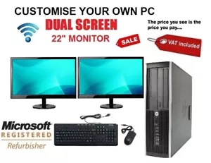 Cheap HP Office PC Quad Core i5 i7 RAM Windows 10 HDD SSD Desktop Dual Monitor - Picture 1 of 6