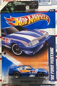 2011 HOT WHEELS '92 FORD MUSTANG, #9/10 HW RACING '11, VARIANTE BLU, #159/244 - Foto 1 di 6
