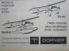11/1964 PUB DORNIER WERKE MUNCHEN DO 28 S AIRCRAFT STOL KURZSTART FLUGZEUG AD