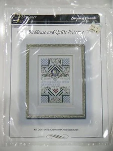 Vogelhaus und Quilts Willkommen Kreuzstich Karte Charm Neu - Bild 1 von 1