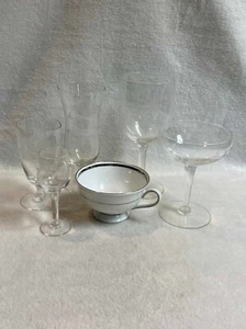 Princess House Heritage Etched Crystal Stem Glasses - 5 Assorted (and one Cup) - Picture 1 of 6