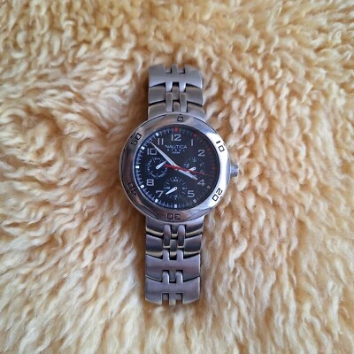 Nautica Mens Steel 100m Water Resistant Watch Vintage Japan Movement Chronograph - image 1 of 4