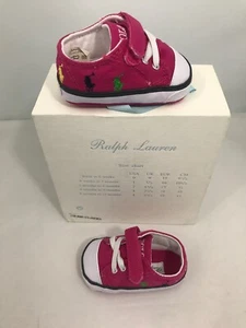 BNWT Ralph Lauren Baby Girls Kody Crib Shoes Sneakers Trainers 6 weeks-3 months - Picture 1 of 11