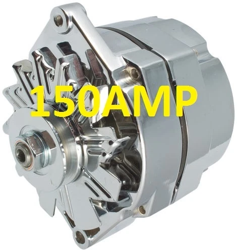 NEW 150AMP HIGH CHROME ALTERNATOR SELF EXCITING 1 WIRE SYSTEM FOR CHEVY GM BUICK - Image 1 of 1