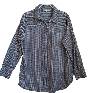 The Nines by Hatch Maternity Top Size Sm Black Check Button Front Shirt Blouse - Picture 1 of 11