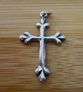 Sterling Silber 34x21mm Fleur de Lis Dreifaltigkeit Kreuz Charm - Bild 1 von 3