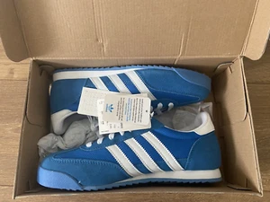 NEW IN BOX ADIDAS ORIGINAL MENS BLUE LEATHER/SUEDE DRAGON TRAINERS SIZE UK 7 - Picture 1 of 7