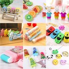 1-21pc Cute Kids Erasers Child Cartoon Roller Pencil Rubbers Party Bag Novelty 