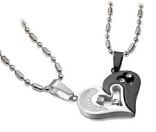 Matching Heart His Hers "I Love You"  Couple Stainless Steel Pendant Necklace