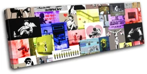 Montage Banksy Hi Res SINGLE CANVAS WALL ART Picture Print - Picture 1 of 1