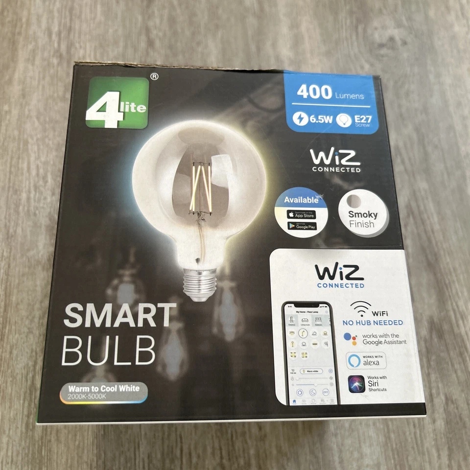 4lite Wiz Connected G125 LED Smart Filament Bulb Smoky WiFi E27