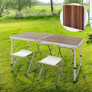 Mesa plegable + 4 sillas de aluminio portátil camping terraza jardín mesa 120cm - Imagen 1 de 10