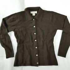 Casual Corner Womens Sweater Size Medium Button Down Wool Brown Long Sleeve
