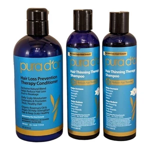 Lot 3 PURA D'OR Dor Hair Thinning Therapy Conditioner & Shampoos Prevention Keep - Picture 1 of 6
