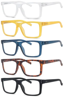Eyekepper 5-Pack Oversized Square Reading Glasses – Clear Lens, Spring Hinges