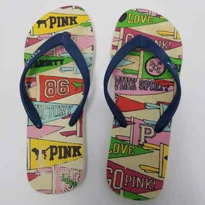 Pink Victoria Secret Multi Color Flip Flop Sandals Size 7 Vintage - Picture 1 of 10