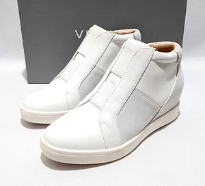 Vionic Emery White Leather Hi Top Orthotic Shoes Womens Hidden Wedge Heel - Picture 1 of 8
