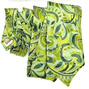 Cravatta Mimi Fong verde paisley seta broccato formale business jacquard preppy - Foto 1 di 11