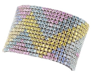 Brazalete Damiani Oro Blanco 18k Piedras Preciosas Multicolor Malla Ancha 167gr - Imagen 1 de 8