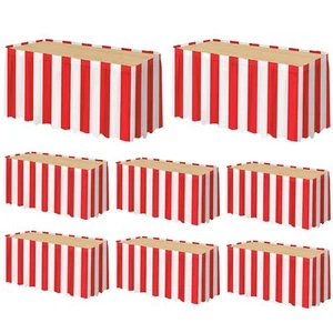8 Packs Red and White Striped Table Skirt Circus Theme Party Supplies Carniva... - Picture 1 of 7