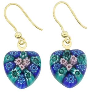 Pendientes de corazón de vidrio GlassOfVenice Murano Millefiori - dorados - Imagen 1 de 5