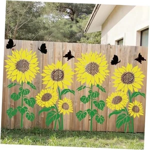 Stencil Fiori Grandi per Recinzione in Legno Stencil per Pittura Girasole Floreale - Foto 1 di 8